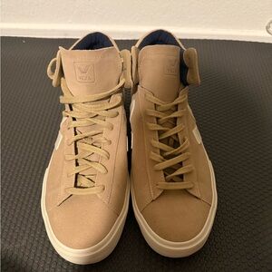 Veja Tan High-Top Sneakers Minimalist Design